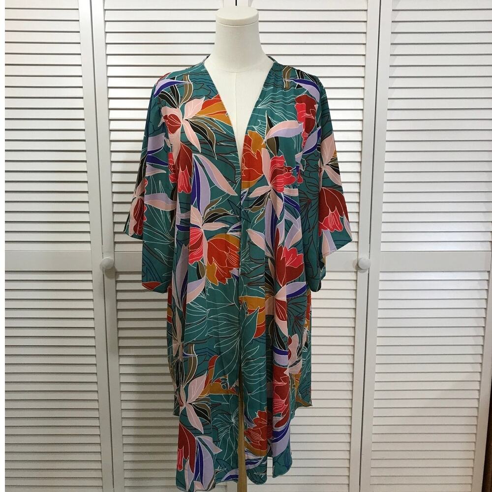 MTS Bird of Boho Retro Tropical Relaxed Paradise Kimono Cardigan XL